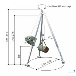 Tripode de levage 1621001 - Schilling - capacité 1000 kg - pieds télescopiques et pliant