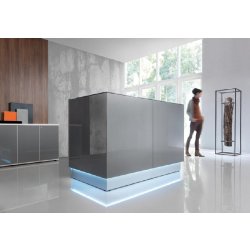 Banque d'accueil lumineuse LINEA version droite, coloris noir - MDD - Sans, Noir