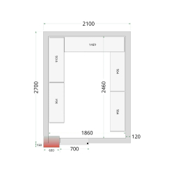 Chambre froide négative CRNF2127 Blanc 2100 x 2700 x 2200 mm TEFCOLD