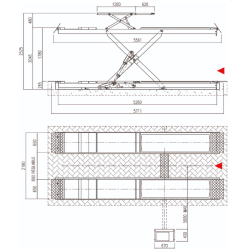 Élévateur hydraulique à ciseaux encastré - Levage 5T principal / 3,5T auxiliaire - Chemins 5 260 mm - BOSCH REXROTH