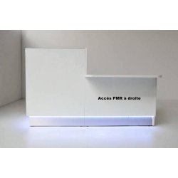 Banque d'accueil compacte Linea avec accès PMR sur le côté - MDD - 165, Droite, Blanc