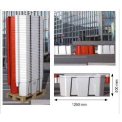 Barrière de chantier séparateur de voie empilable K16 - Blanc - Lestable avec eau ou sable - Normes NF P 98 453 et NF P 98 454