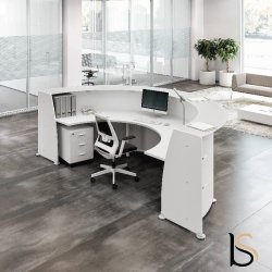 Banque d'accueil demi-lune Glass - Quadrifoglio. - Blanc, 357, Choisissez