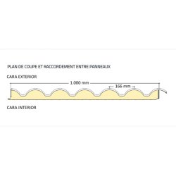 Panneau sandwich imitation tuile - idéal pour couvertures de maisons et adjacents - Noir RAL 9005 - isolation polyuréthane