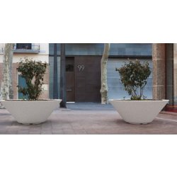 Jardinière en béton Uve - Jardinière circulaire élégante et minimaliste - Blanc / Gris / Ocre / Finition petra 1