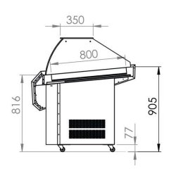 Vitrine Réfrigérée à Poissons Inox Positive Froid statique 3000x1100mm AFI