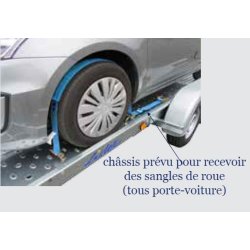 PORTE VOITURE 361x185x11 avec petites rampes fixes PTAC : 1300 kg avec  2 cales et 1 treuil inclus