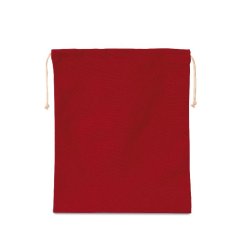 Sac réutilisable en coton à cordon - Réf: KI0747 - Marque: Kimood - Taille XL - Couleur: Black, Cherry Red - 220 g/m²