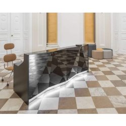 Banque d'accueil ALPHA - Verre laqué avec façade lumineuse LED et design minimaliste