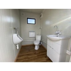Double conteneur sanitaire avec dépôt de déchets - Cabine de toilettes neuve avec réservoir à déchets - Cabine sanitaire pour le camping