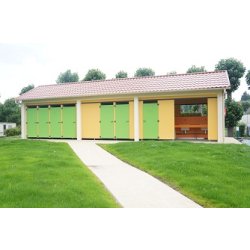 Sanitaires publics extérieurs KALYSSE - Chalet en sapin rouge traité autoclave avec toiture à deux pentes et équipements modulables