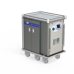 Chariot distribution de repas en inox sur plateau individuel pour maison de retraite ELECTRO CONTACT  - erg'elec 4g monobloc 24 NIVEAUX