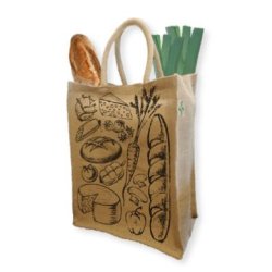 Sac de shopping pour le marché - jute naturel 260gsm - anses en coton bio - 46x35x20 cm