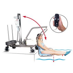 Transbordeur mobile de mise à l'eau pour personnes handicapées - Archimède - réf : TM02 - inox, motorisé, capacité 130 kg