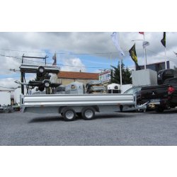 Remorque plateau Humbaur HN 304118 - roues surbaissées, ridelles alu, 2 essieux, 3000 kg PTAC
