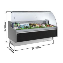 Vitrine réfrigérée avec service-arrière 188 x 98 cm et réserves réfrigérés