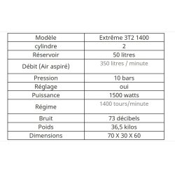Compresseur Extrême 3T2 350L/mn 1400 - Nardi Compressori France - Cuve de 50L - Bicylindre haute performance
