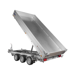 Remorque Tri-benne SARIS HD - 406 x 204 - PTAC : 3500 kg - 3 Essieux - Freinée - Pompe Électrique Référence - K3 406 204 3500 3B HD E