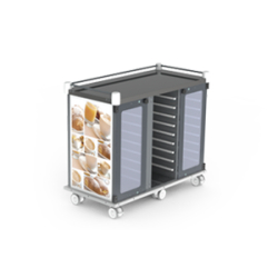 Chariot de distribution petit déjeuner en aluminium pour établissements de santé, hôpitaux, ehpad, restaurants - petit dej'   p1003pdj