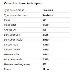 HK 15 26 14 - 18 PF30 Basic - Remorque frigorifique - Humbaur - Charge utile 969 kg - Panneaux sandwich 30 mm - Sol antidérapant
