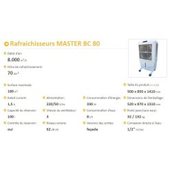 Master BC 80 - Rafraîchisseur d'air écologique sur roues - Débit 8.000 m3/h - Master Climate Solutions
