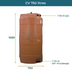 Cuve 750l Aérienne De Récupération D'eau - Réservoir Vertical Terracotta - Elbi Cv750