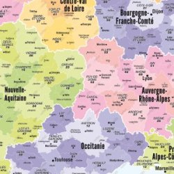 Carte de France administrative - Modèle Fluorine - Poster plastifié A0 - Grand format, résistant et effaçable