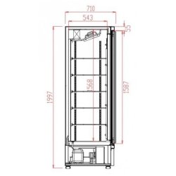 Vitrine réfrigérée positive murale pour magasins en 1 porte - r290 gaz écologique