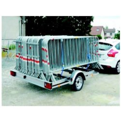 Remorque porte-barrières ECIM - Adaptée pour barrières de ville 2m et 2,5m, PTAC 750 kg, châssis galvanisé