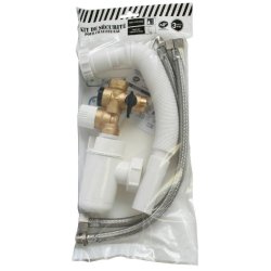 Kit groupe de sécurité en laiton pour chauffe-eau - avec entonnoir siphon NF et flexibles inox