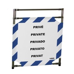 Barrière d'intervention 1 panneau PVC ou Inox 304 - H. 1 000 ou 1 800 mm, polyester velcro - Rayé Bleu / Blanc (Privé) / 1000 / INOX 304