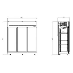 Vitrine réfrigérée 3 portes en verre INS-1530R - 1530 L - 1880 x 710 x 2092 mm - 5 grilles par porte