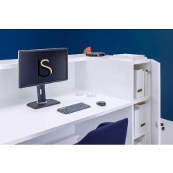 Bureau d'accueil avec rangement Valde - MDD - 192, Blanc brillant