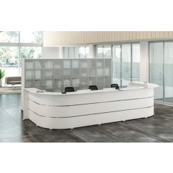 Réception-Glass - Banque d'accueil italienne haut de gamme avec modules PMR et finitions personnalisables