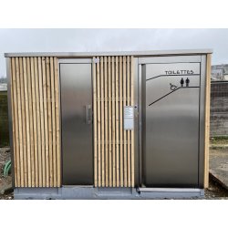 Cabine PMR avec mur urinoir disponible en version manuelle, semi-automatique ou automatique - réf. 2073