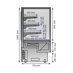 Vitrine pour pâtisserie et snacking - Froid ventilé, Éclairage LED, Coloris RAL 9005 - SIENA VD 2400