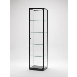 Vitrine colonne noire l 50 cm avec porte battante securisee