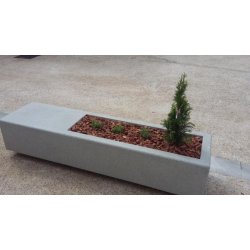 Jardinière Gandhi en béton blanc et gris avec ciment de tampon vert -35% CO2 - Marbre ou carrière concassée - Livraison sur devis