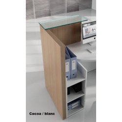Bureau d'accueil oval avec parties haute et basse - MDD - Blanc, Wengé, A droite