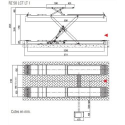 Rz50lctlti - pont elevateur ciseaux 5t rz encastre avec repartition de charge reversible