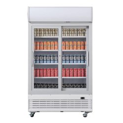 Vitrine réfrigérée 2 portes coulissantes 950 litres avec roulettes - gaz écologique r290