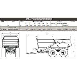 BT 18/25 - Benne terrassière Gourdon - CU : 20 000 kg sur route et 25 000 kg sur chantier - Fond HARDOX 450 - Châssis acier HLE PRS