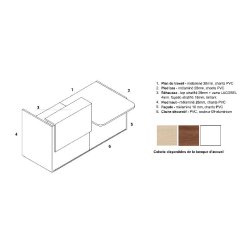 Bureau d'accueil lumineux Tera - MDD - 206, Chêne Canadien, Blanc mat, Droite