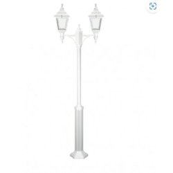 Lampadaire 2 têtes -clic-clac 4 -ip44 - e27 - style rustique - verre transparent hauteur totale 1 910 mm noir