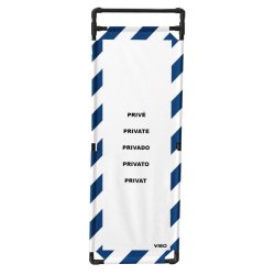Barrière d'intervention 1 panneau PVC ou Inox 304 - H. 1 000 ou 1 800 mm, polyester velcro - Rayé Bleu / Blanc (Privé) / 1800 / PVC
