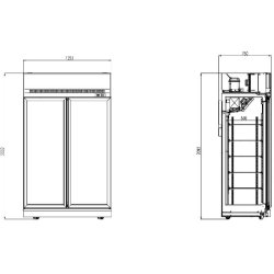 Vitrine réfrigérée murale  Négative 2 Portes Noir INS-1000F BL 1253mm Profondeur: 710mm Combisteel