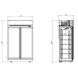 Vitrine réfrigérée avec portes INS-1000R - 2 portes en verre, 1000 litres, 10 grilles, décongélation automatique