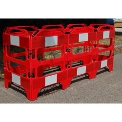 Barrière de chantier rigides pliables 4 pans - panneaux enclenchés 750 mm x 1000 mm - haute visibilité