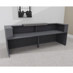 Bureau d'accueil Delta Plus 2 personnes anthracite - Mobel Linea - 204, Non, Anthracite, Acacia clair