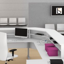 Bureau d'accueil SIGMA avec angle - Mobel Linea. - Blanc